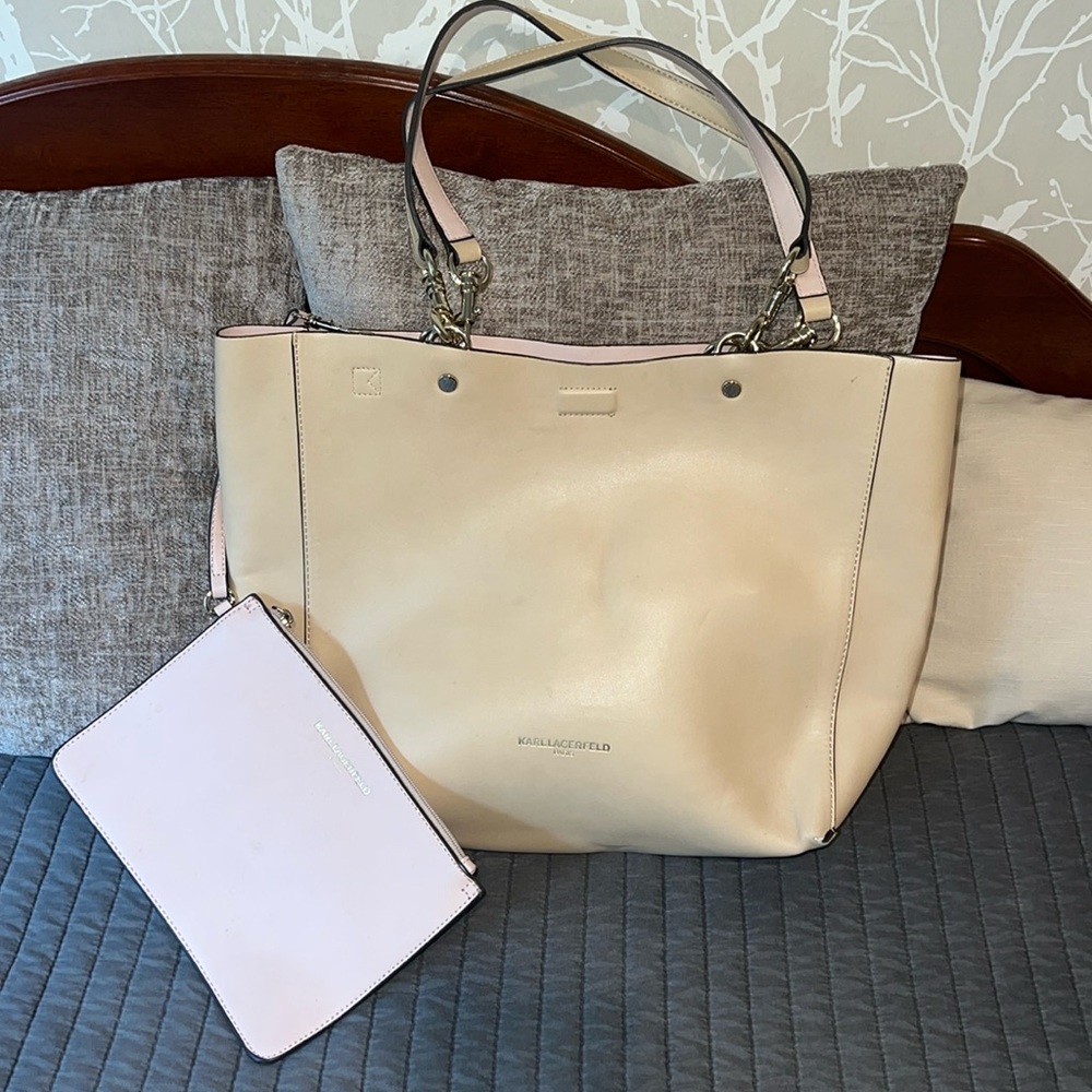 Karl Lagerfeld Ivory Pink Tote